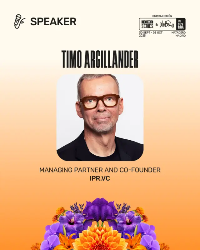 🎬✨ Timo Argillander se une a la programación de #IberseriesyPlatinoIndustria25

Co-Founder & Managing Partner de IPR.VC, fondo europeo clave en la financiación de contenidos audiovisuales, nos acompañará en esta 5ª edición, cargada de oportunidades, networking y mesas redondas con grandes figuras de la industria.

🎟 ¿Ya tienes tu acreditación?
https://iberseriesplatinoindustria.com/acreditaciones/